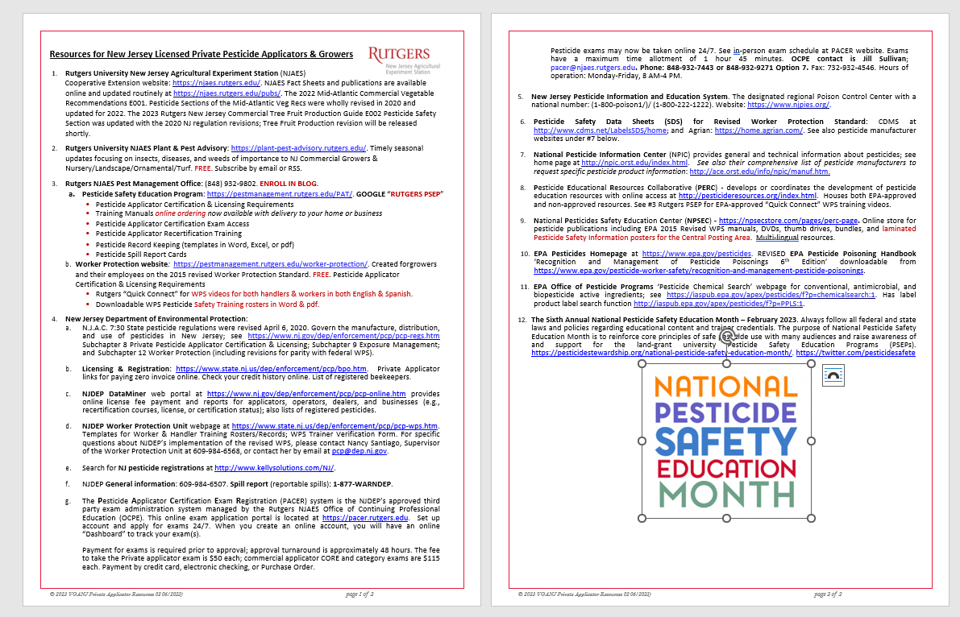 2023 NJACTS Privtae Applicator Resources